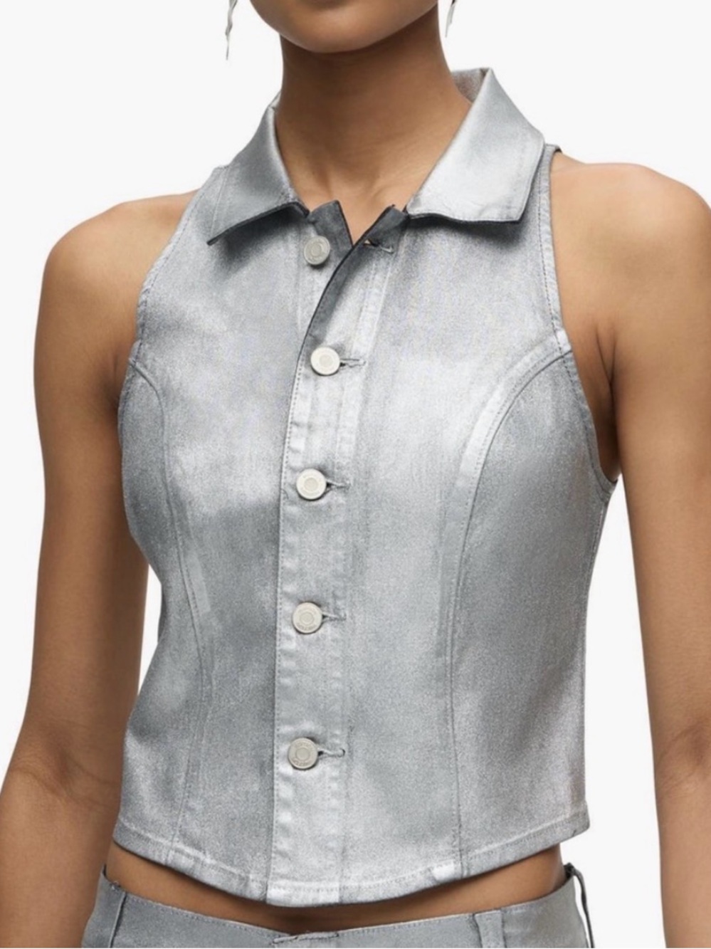 HUDSON NWT HALTER TOP/jacket/sleeveless
MATTE SILVER